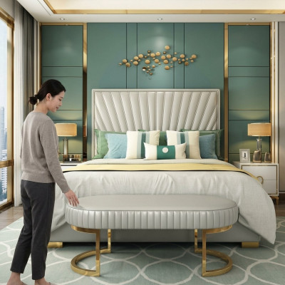 Bed Pillow Design Luxury Double Hotel Beds Sleeping Room 180x200cm