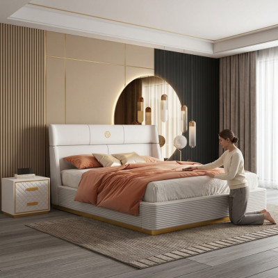 Modern design bed XXL beds double hotel textile 150 180x200cm