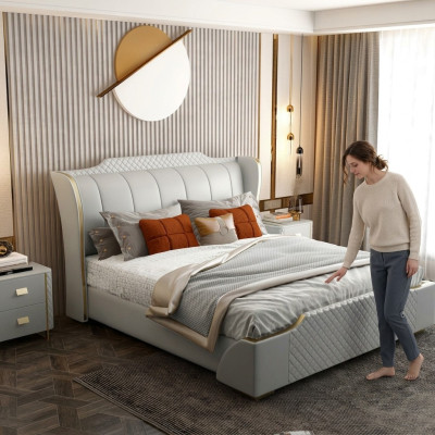 Designer wooden bed, exquisite furniture, double beds for the bedroom 180x200cm
