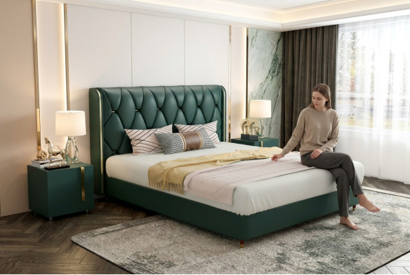 Bed Cushion Design Luxury Double Hotel Beds 180x200cm Leather