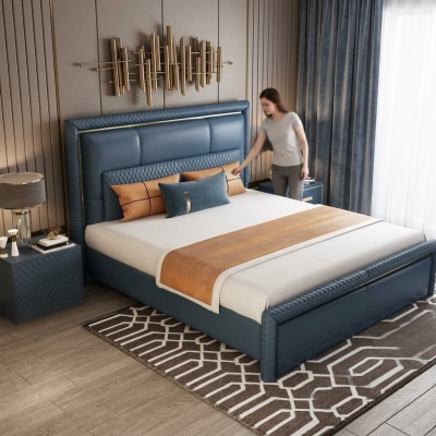 Design bed bedroom double bed beds hotel luxury upholstery leather