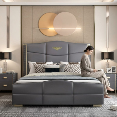 Design double bed leather bed beds bed leather upholstery marriage 180x200cm