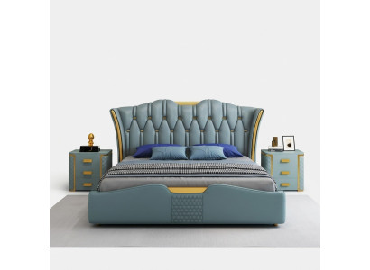 Green bedroom bed upholstery design double hotel beds 180x200cm