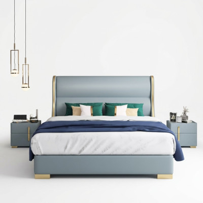 Luxury bedroom designer double bed 150/180x200cm leather metal