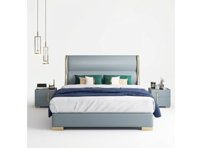 Luxury bedroom designer double bed 150/180x200cm leather metal