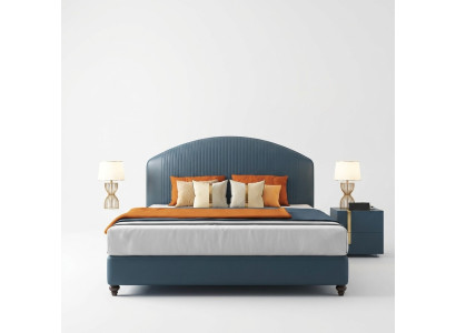 Bed Pillow Design Luxury Metal Double Beds Marriage Bedroom Blue