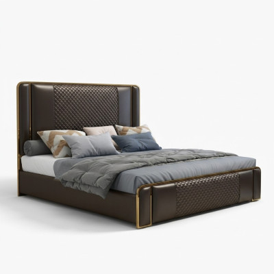 Luxury designer bed for the bedroom, upholstered in velvet, furniture beds fabric