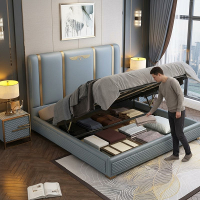 Bed Cushion Design Luxury Metal Beds Double Matrimonial Sleep Room Leather