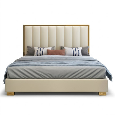 Bed Beds Wood Leather Upholstery Marriage Design Leather Hotel Box Spring Furniture