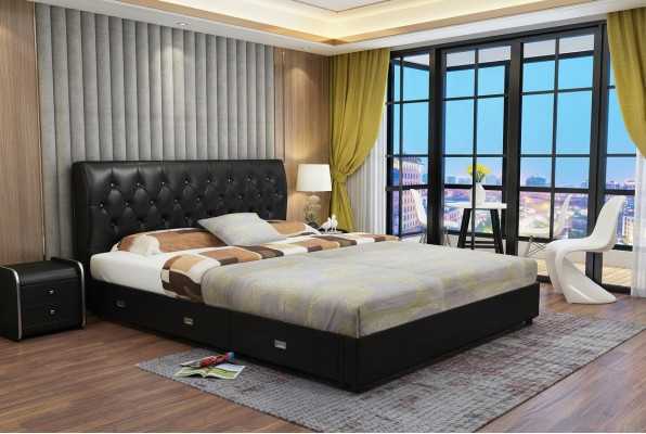 Chesterfield designer bed bedroom textile leather upholstery Italian