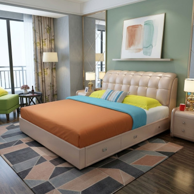 Bed Pillow Design Luxury Decor Double Hotel Beds Marriage Sleep Room Leather