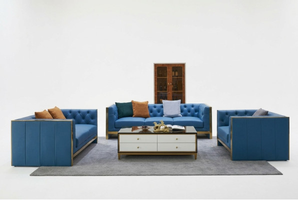 Complete Chesterfield Set Sofa Set 3 2 1 Seat Coffee Table Designer 4-piece