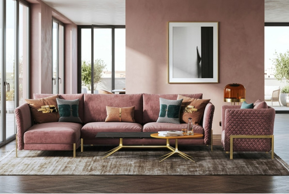 Living landscape corner sofa L-shape armchair set ensemble modern sofa textile