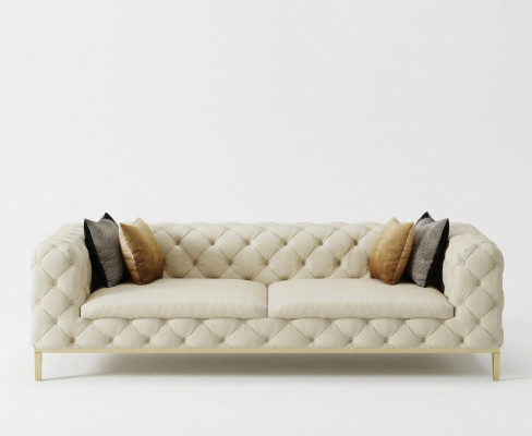 Chesterfield Couch Sofa Upholstery 3-Seater Sofas Seating Suite Sofas White