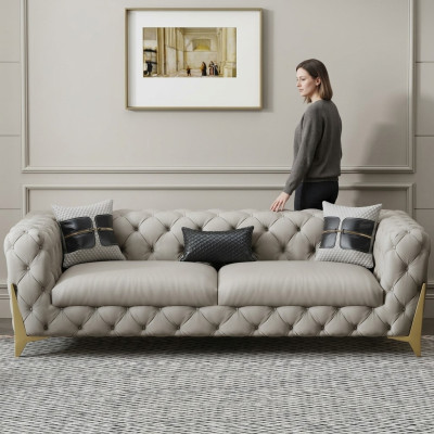 Couch Velvet Leather Living Room Sofa Couches Chesterfield 3-seater Three-seater