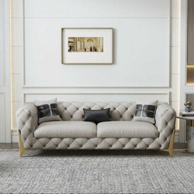 Couch Velvet Leather Living Room Sofa Couches Chesterfield 3-seater Three-seater