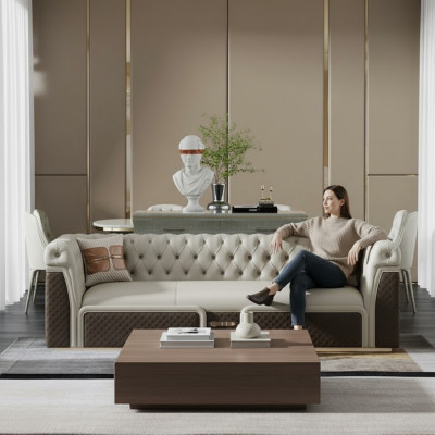 Sofa three-seater couch style modern upholstery chesterfield leather couches