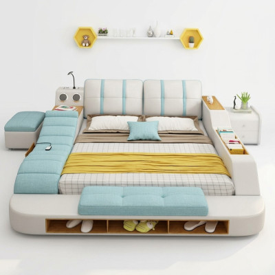 Double Design Leather Bed Upholstered Beds Modern 180x200 cm