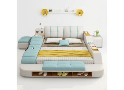 Double Design Leather Bed Upholstered Beds Modern 180x200 cm