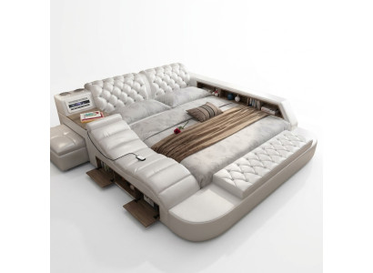 Luxury double multifunction bed upholstered water bed 180x200 USB radio music