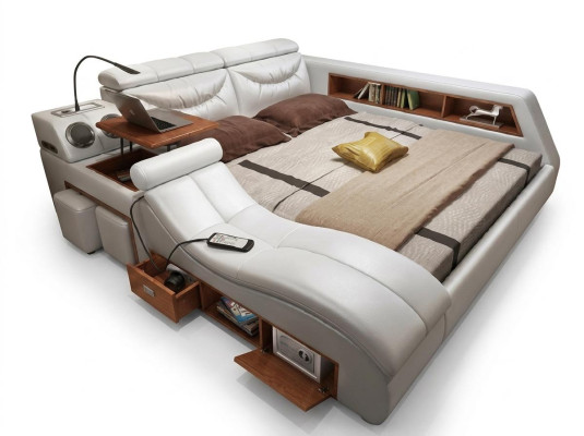 Design XXL bed, large leather upholstered beds, hotel 180x200cm multifunction.