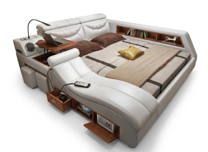 Design XXL bed, large leather upholstered beds, hotel 180x200cm multifunction.