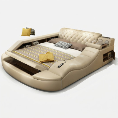 Multifunction Bed Luxury Design Leather Beds Hotel Double Storage