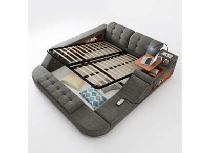 Design bed leather upholstered beds hotel massage function multifunction