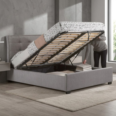 Chesterfield Design Upholstered English Bed Double Bed Grey Bed 160/180x200
