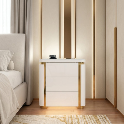 Design nightstand table. Console metal gloss tables consoles bedroom.