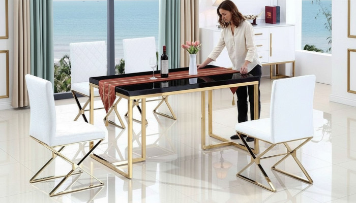 Dining table with 4 chairs dining room set complete set dining group table 5-piece