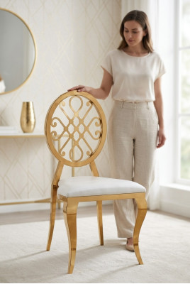 Design chair, armchair, upholstered chairs, luxury fabric, stainless steel, armchair, dining room.