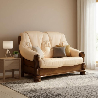 2-seater sofa couch sofas couches living room wood leather two-seater furniture new