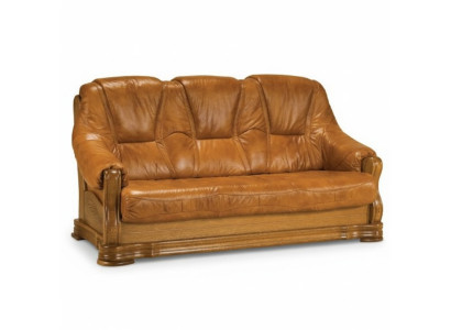Wood Sofa 3-Seater Upholstered Designer Couches Set SL Sofa Three-Seater Leather