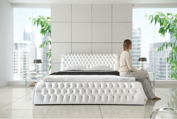 Chesterfield Bed Upholstered Design Double Hotel Beds 180x200 Bedroom Leather