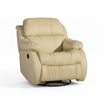 Armchair Genuine Swivel Beige Seat TV Lounge Club Single Chair Furniture Upholstery New