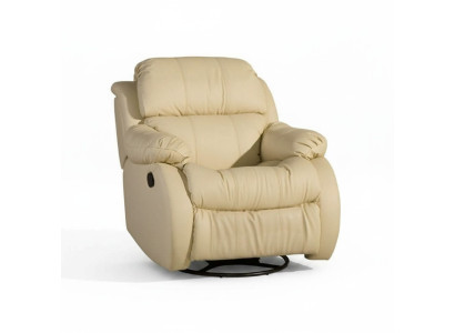 Armchair Genuine Swivel Beige Seat TV Lounge Club Single Chair Furniture Upholstery New