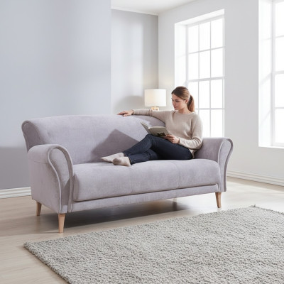 Three-seater fabric couch sofa purple textile couches sofas upholstery suite luxury new