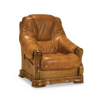 Armchair Television Wood Armchair Genuine Leather Padded Seat Lounge Club Furniture New