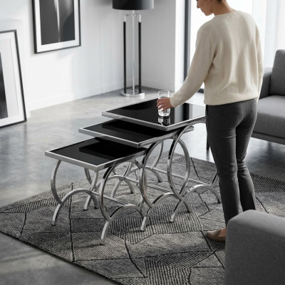 Side table table 3x coffee table sofa tables living room design stainless steel