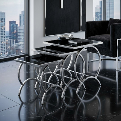 Side table table 3x coffee table sofa tables living room design stainless steel