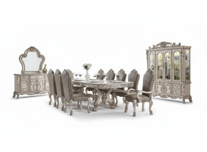 Dining Room Complete Set Table Sideboard 10x Chair Set Display Cabinet Baroque 14-piece.