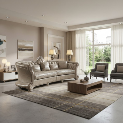 Big XXL Sofa Couch Classic Furniture Upholstered Sofas 4-Seater Baroque Textile Couches
