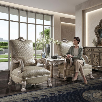 Armchair Hotel Upholstered Chairs Classic Single Seater Wood Leather Living Room Baroque