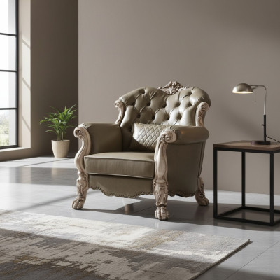 Baroque Armchair Single Upholstered Sofa Couch TV Couches Design Living Room New