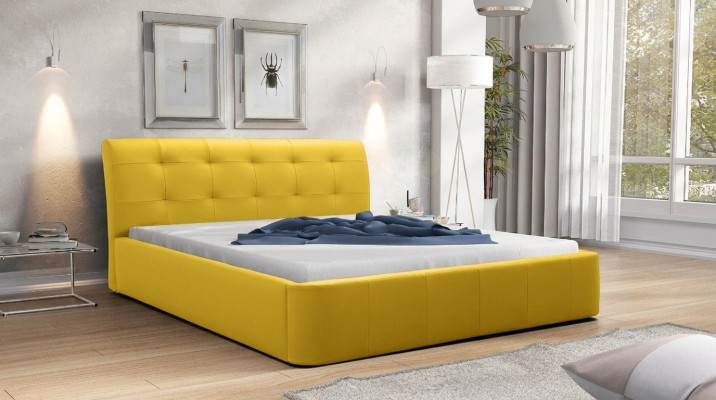 Classic bed frame, upholstered bed, hotel leather, textile beds, fabric 180x200cm