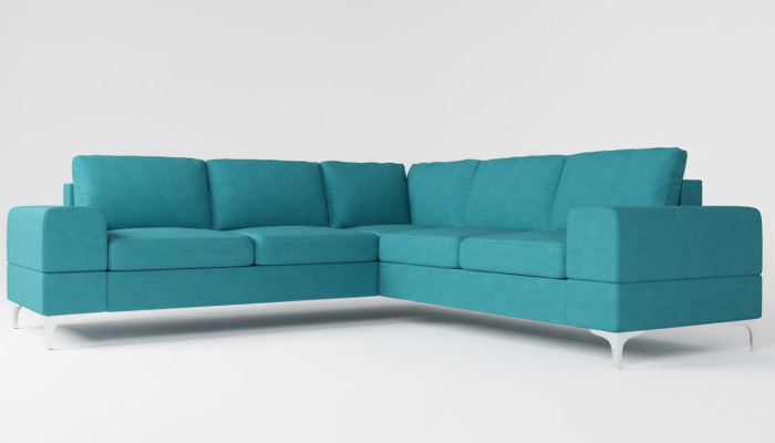 Couch corner sofa textile living room design modern L-shape turquoise furniture luxury sofas
