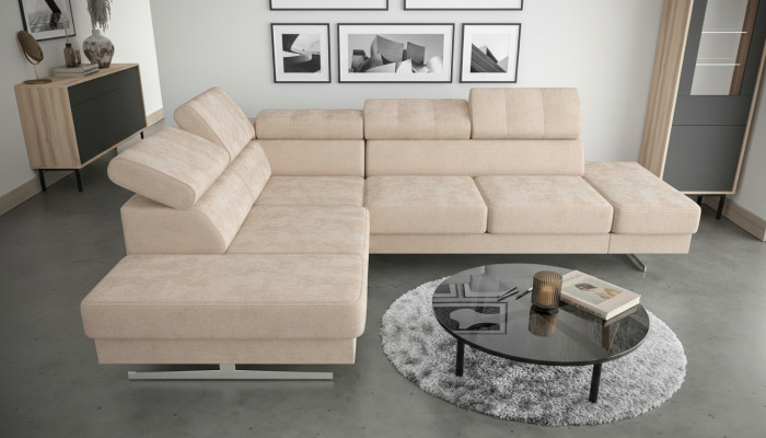Luxury Furniture Corner Sofa L-Shaped Couch Design Upholstery Textile Sofas Wood Set