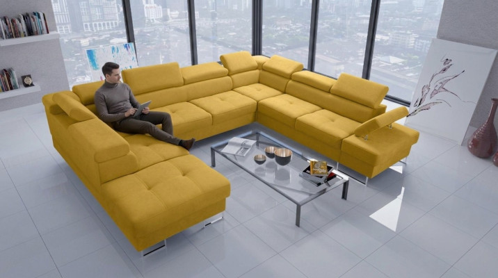 Living landscapes corner sofa couch fabric leather upholstery seating corner sofa U-shaped sofas