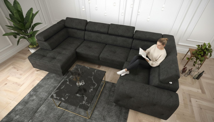 Living landscape sofa couch upholstered corner textile faux leather noble corner sofa U-shape